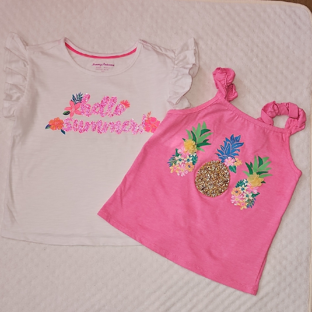 Pink and White Kids Tops Set